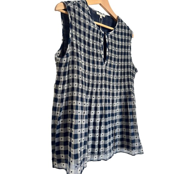 Max Studio Lined Navy Size Large Tunic Sleeveless Top Pleated Babydoll NWT - Picture 14 of 14